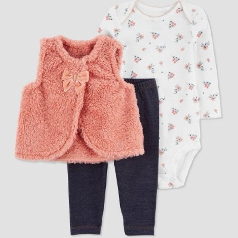 Carter’s Just One You Baby Girls Faux Shearling Vest & Bodysuit
